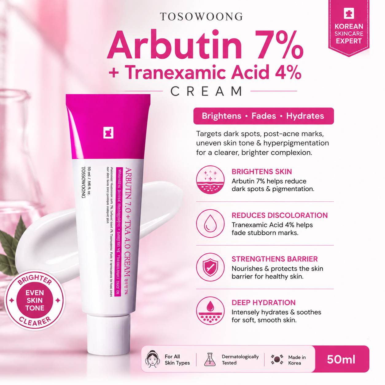 TOSOWOONG Arbutin – Dark Spots, Acne Marks & Uneven Skin | 50ml