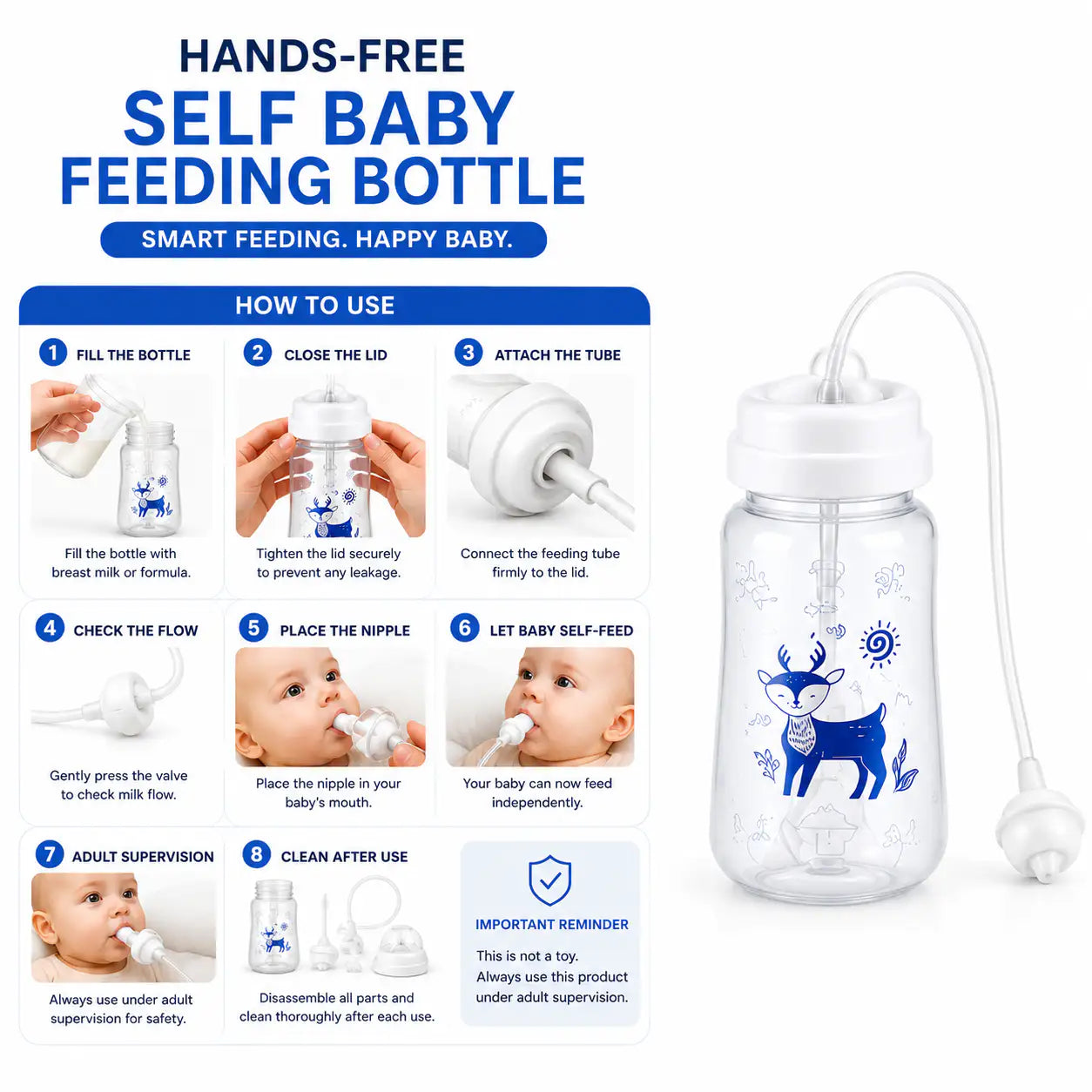 Hands-Free Self Baby Feeding Bottle