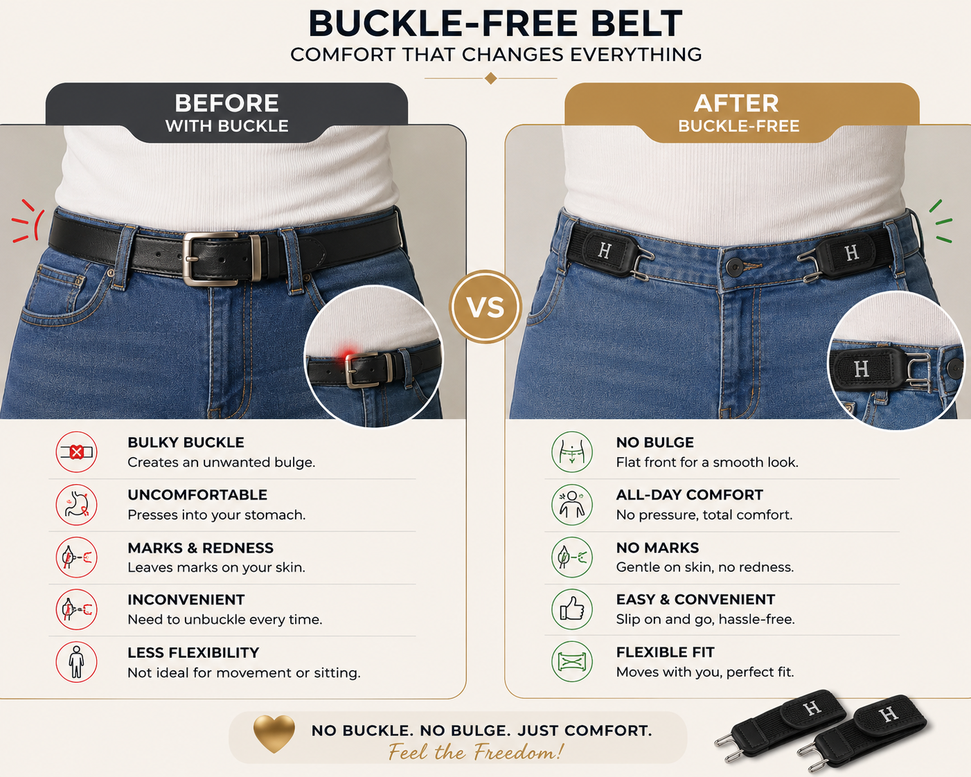 Buckle Free Belt | No Buckle & No Efforts