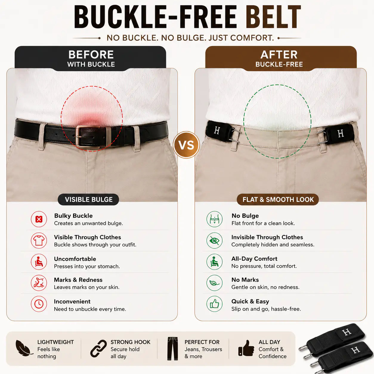 Buckle Free Belt  – Pack of 1 Pair