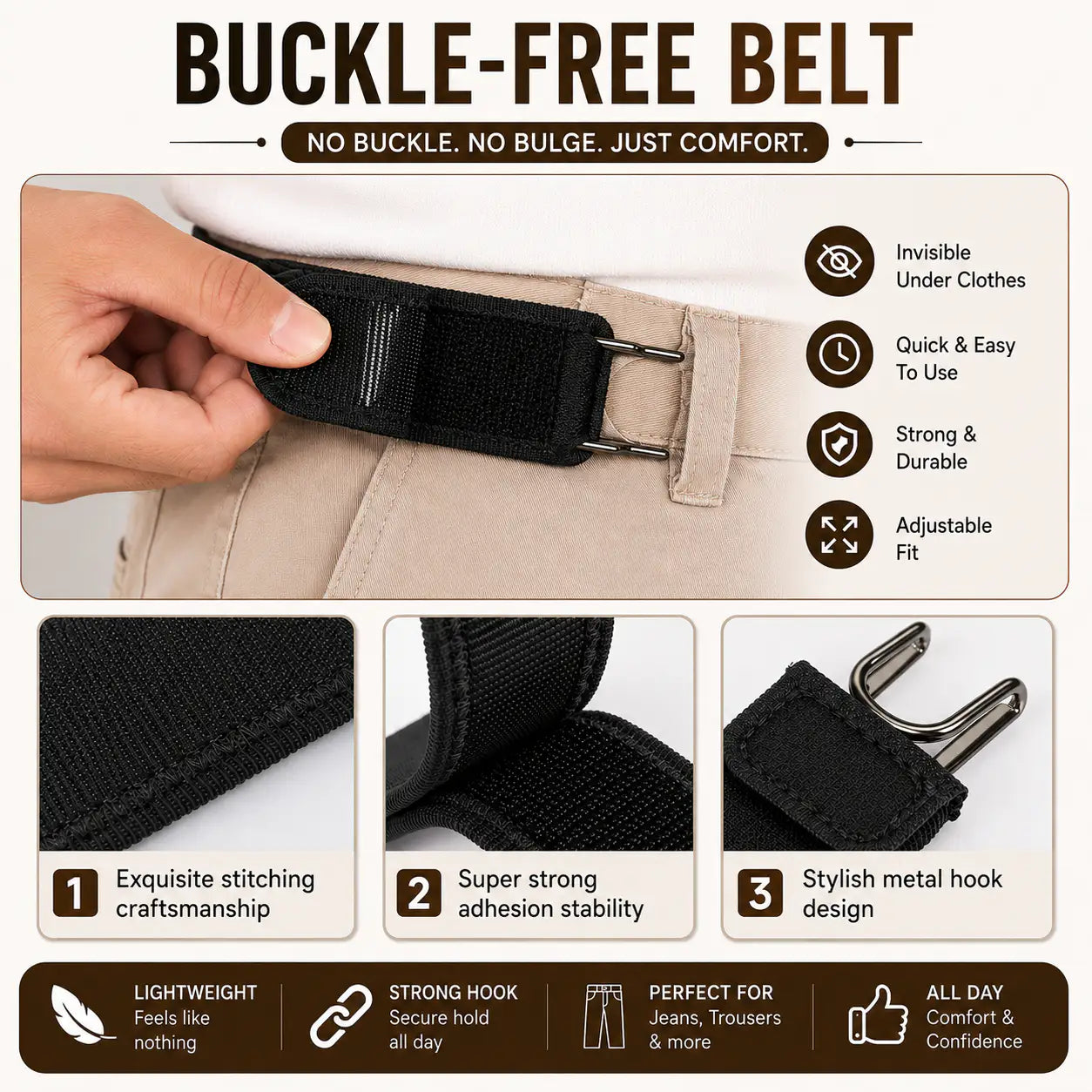 Buckle Free Belt  – Pack of 1 Pair